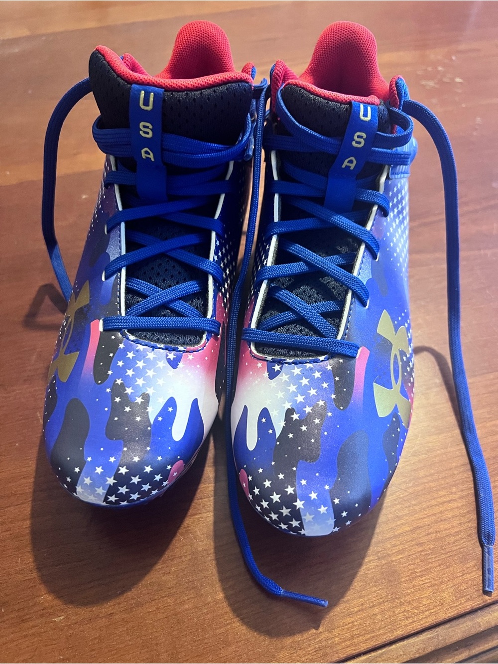 Under Armour Kids Blue & Red USA Graphic Cleats